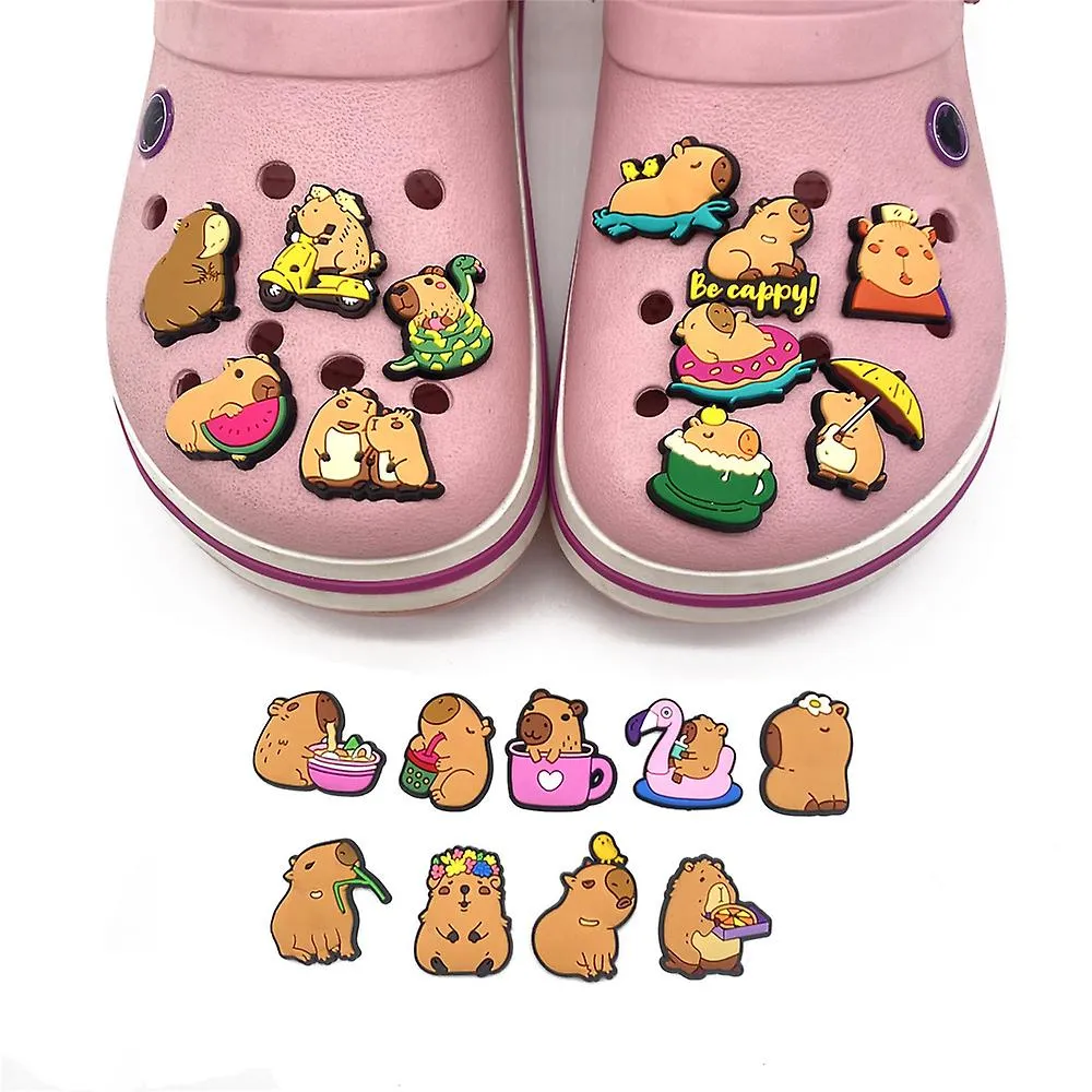 20Pcs Capybara Cartoon Shoes Charms For Croc Clogs Sandals Decoration Accessories Gifts