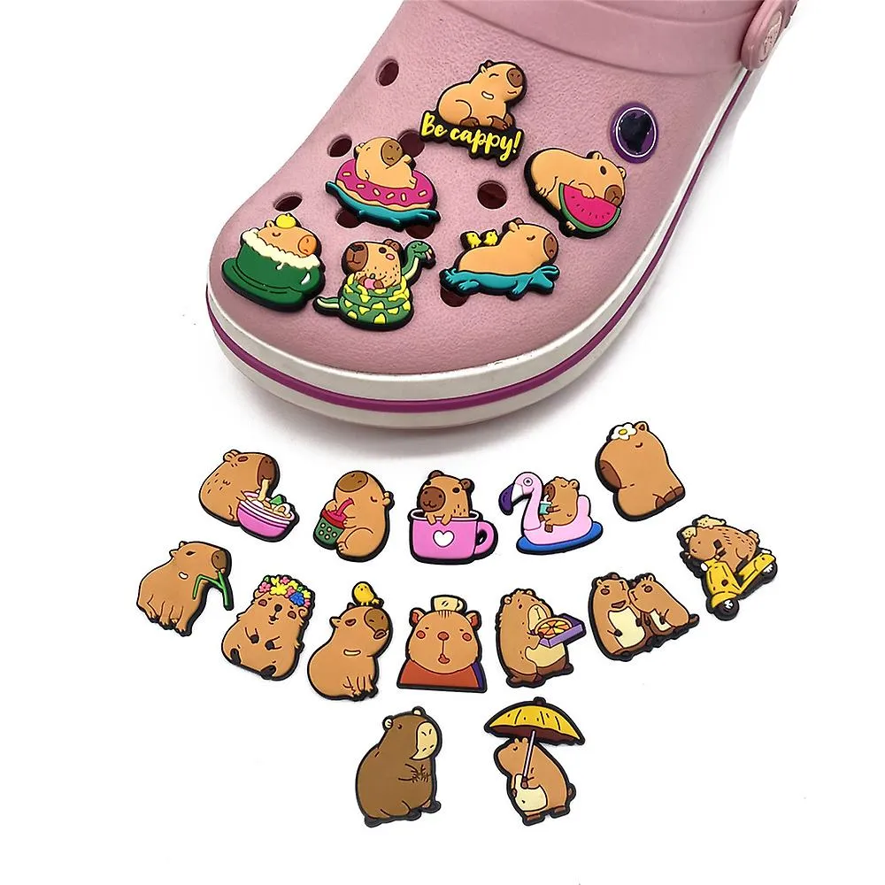 20Pcs Capybara Cartoon Shoes Charms For Croc Clogs Sandals Decoration Accessories Gifts