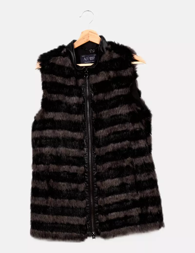 Armani Jeans Chaleco negro peluche