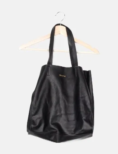 Bershka Bolso negro polipiel