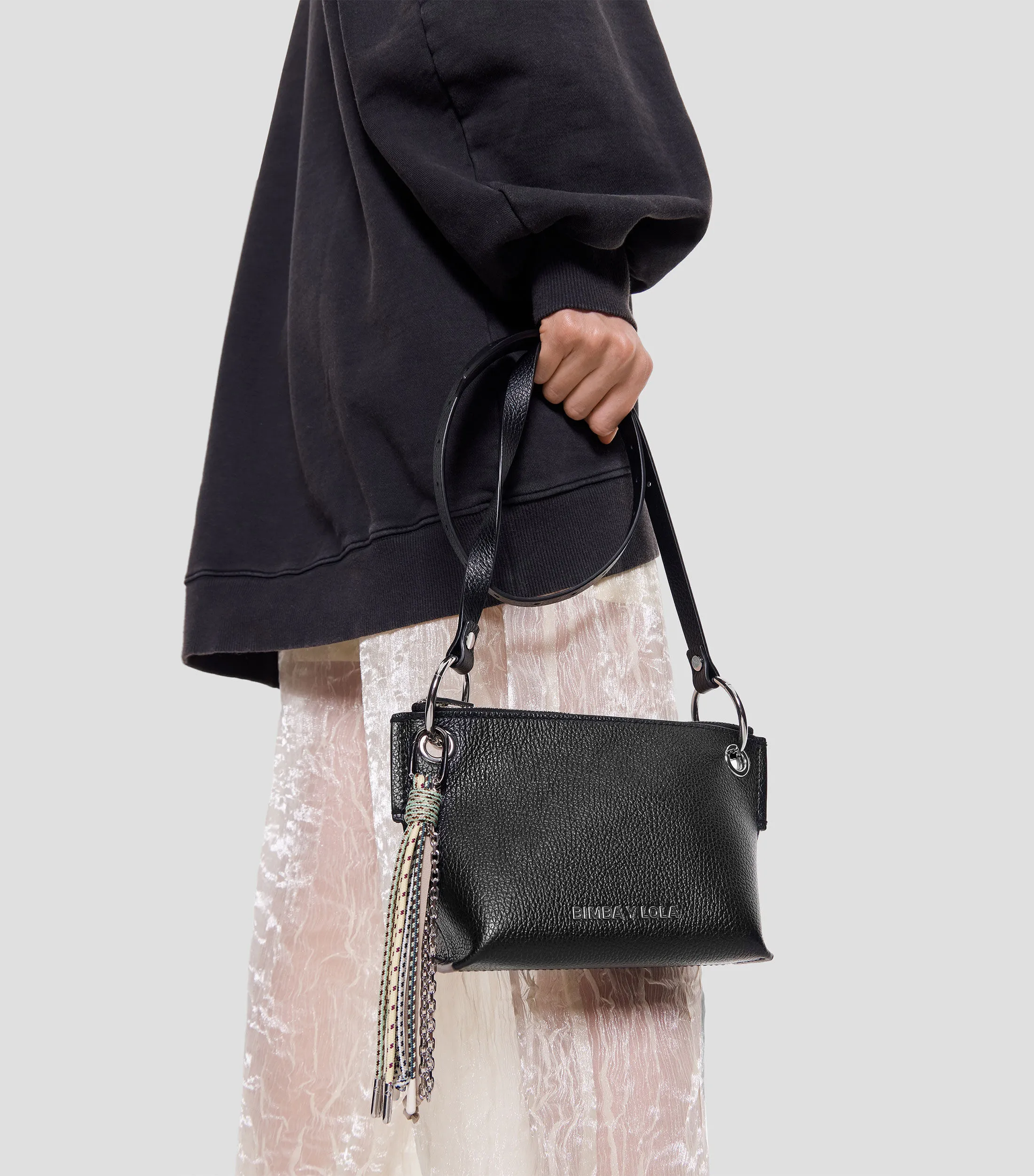 Bimba y Lola Bolso shoulder trapecio pequeño piel negro Mujer