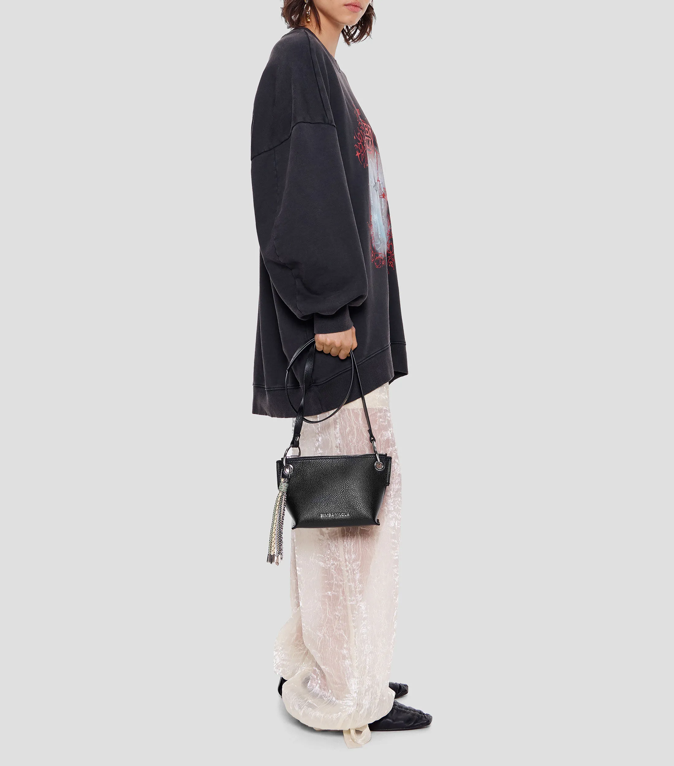 Bimba y Lola Bolso shoulder trapecio pequeño piel negro Mujer