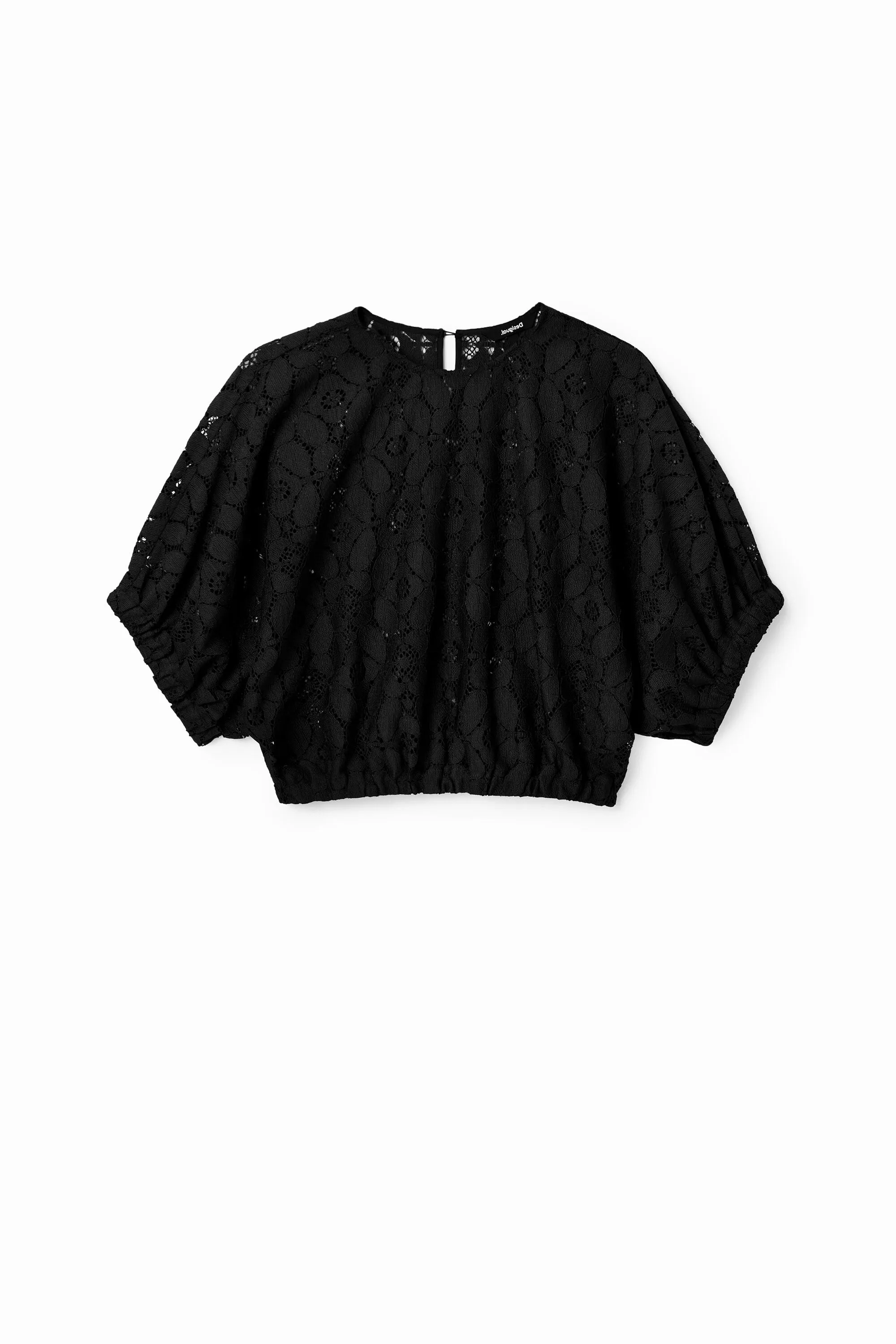 Blusa corta abullonada encaje