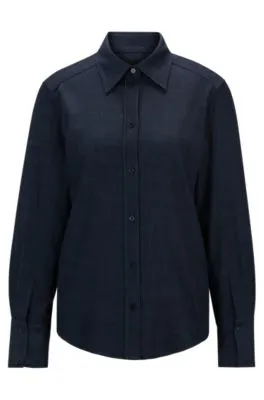 Blusa regular fit de sarga con efecto denim