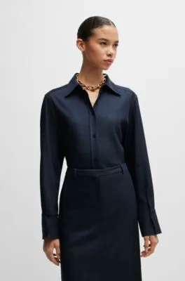 Blusa regular fit de sarga con efecto denim