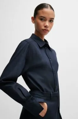Blusa regular fit de sarga con efecto denim