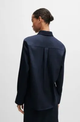Blusa regular fit de sarga con efecto denim