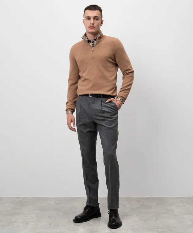 Brunello Cucinelli Gray pants made of wool