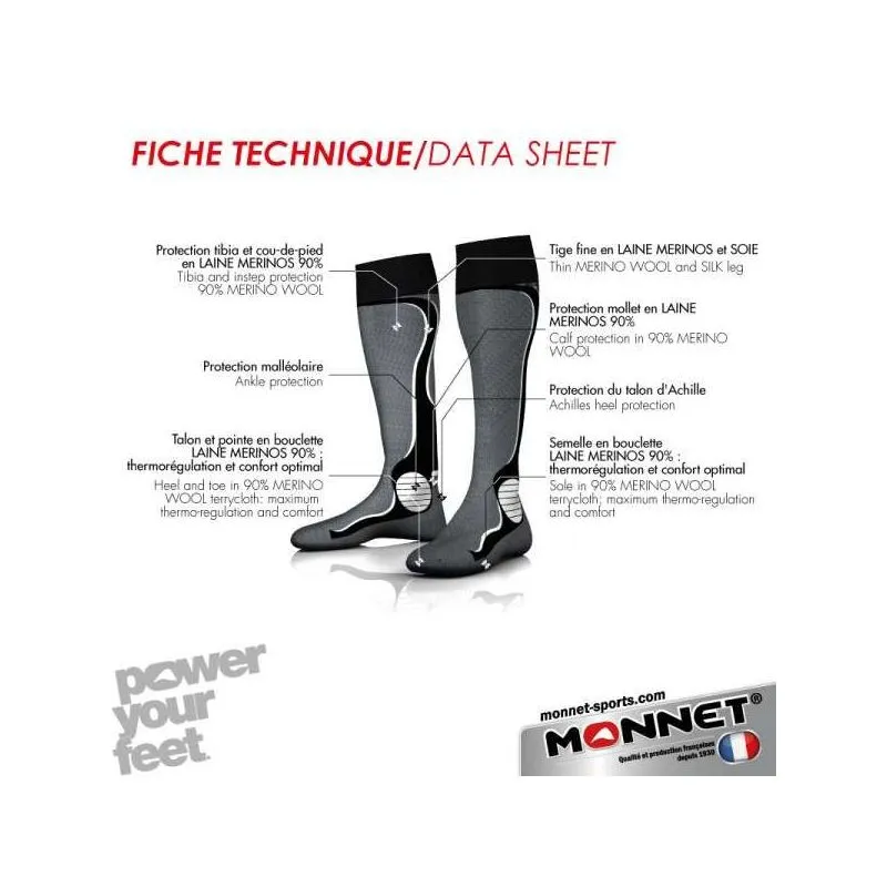 Calcetines de esquí Monnet lanoso de seda (White)