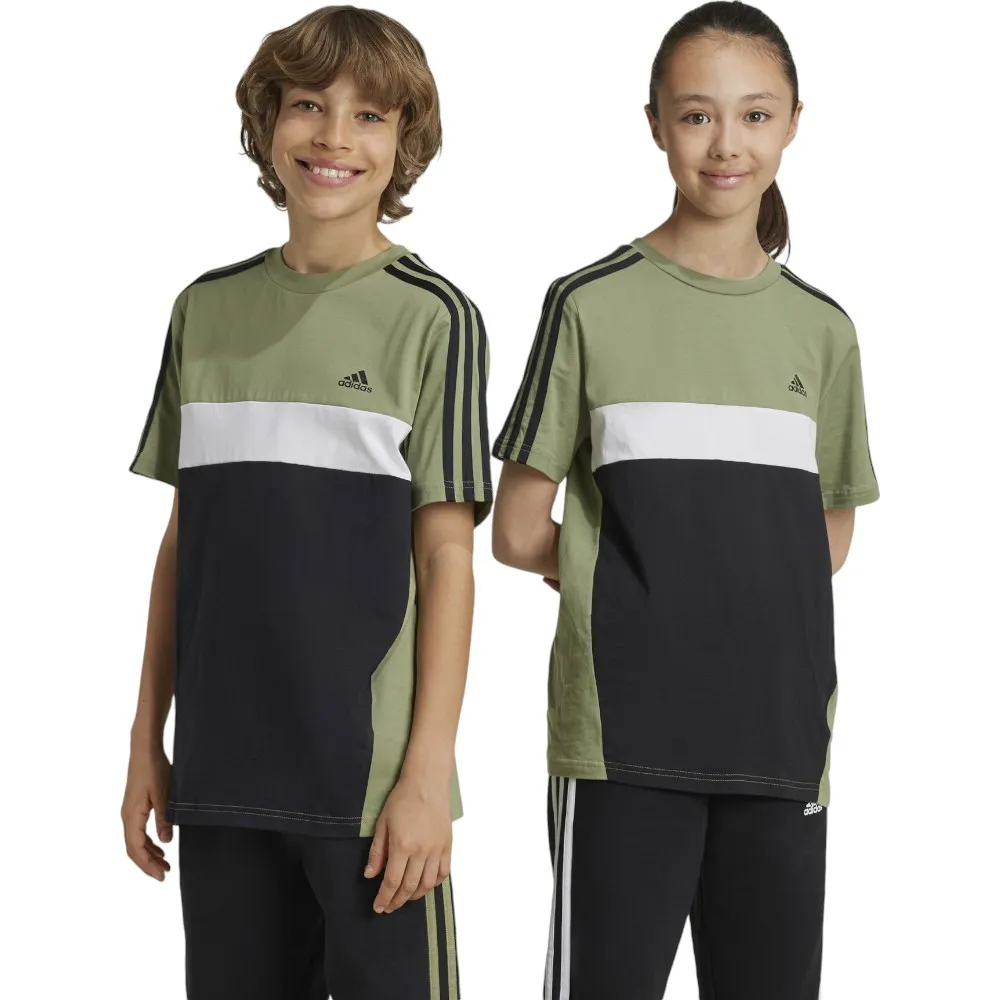 CAMISETA ADIDAS TIBERIO 3 BANDAS COLORBLOCK NEGRO VERDE BLANCAS IW3493 T SHIRT NIÑO
