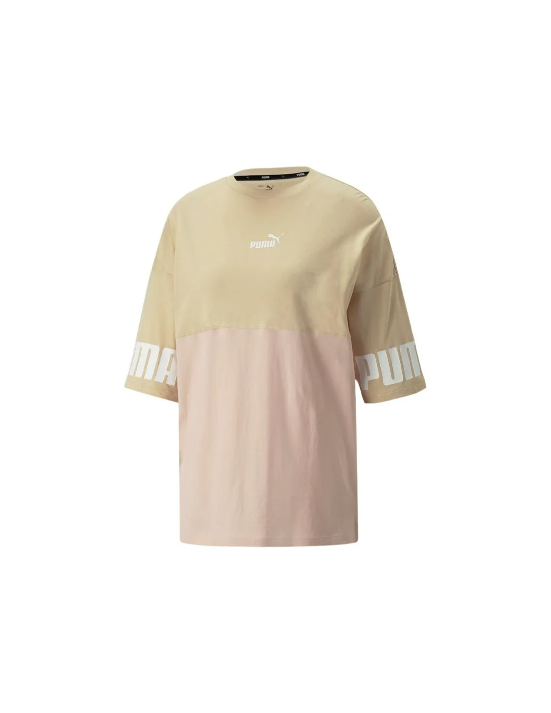 Camiseta Puma Power Colorblock Mujer Beige