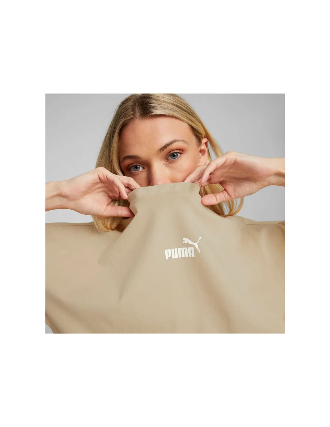 Camiseta Puma Power Colorblock Mujer Beige