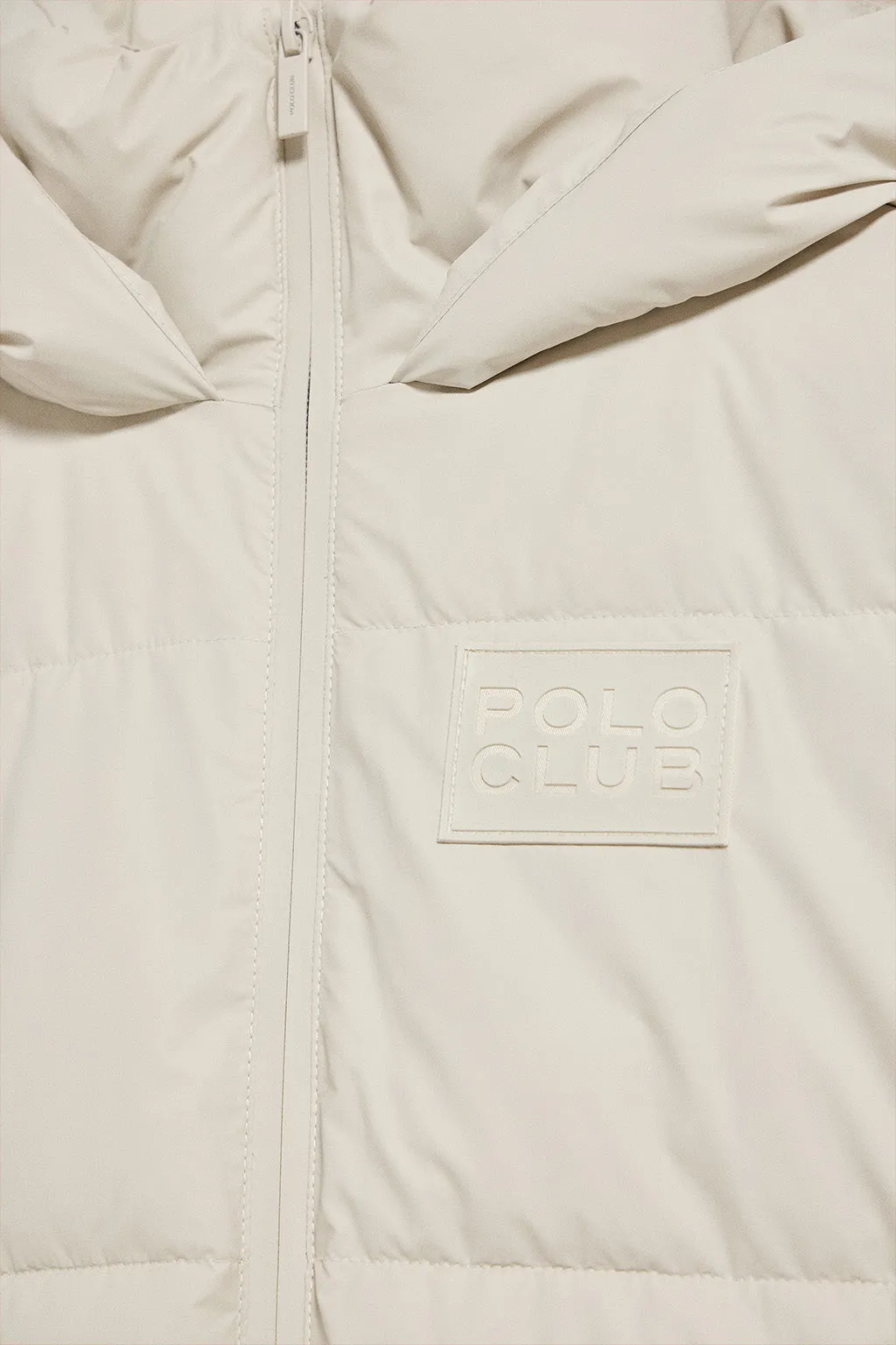 Chaqueta acolchada gris Glacier de capucha fija y detalles Polo Club