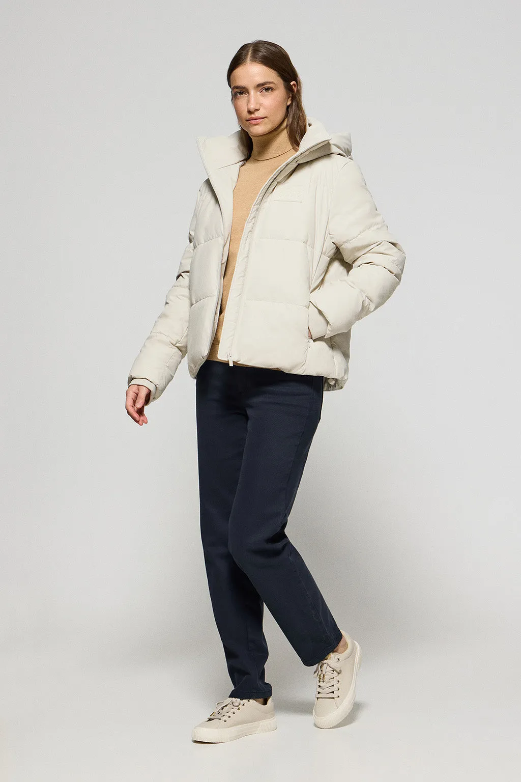 Chaqueta acolchada gris Glacier de capucha fija y detalles Polo Club