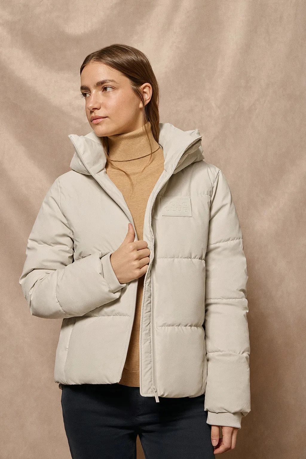 Chaqueta acolchada gris Glacier de capucha fija y detalles Polo Club