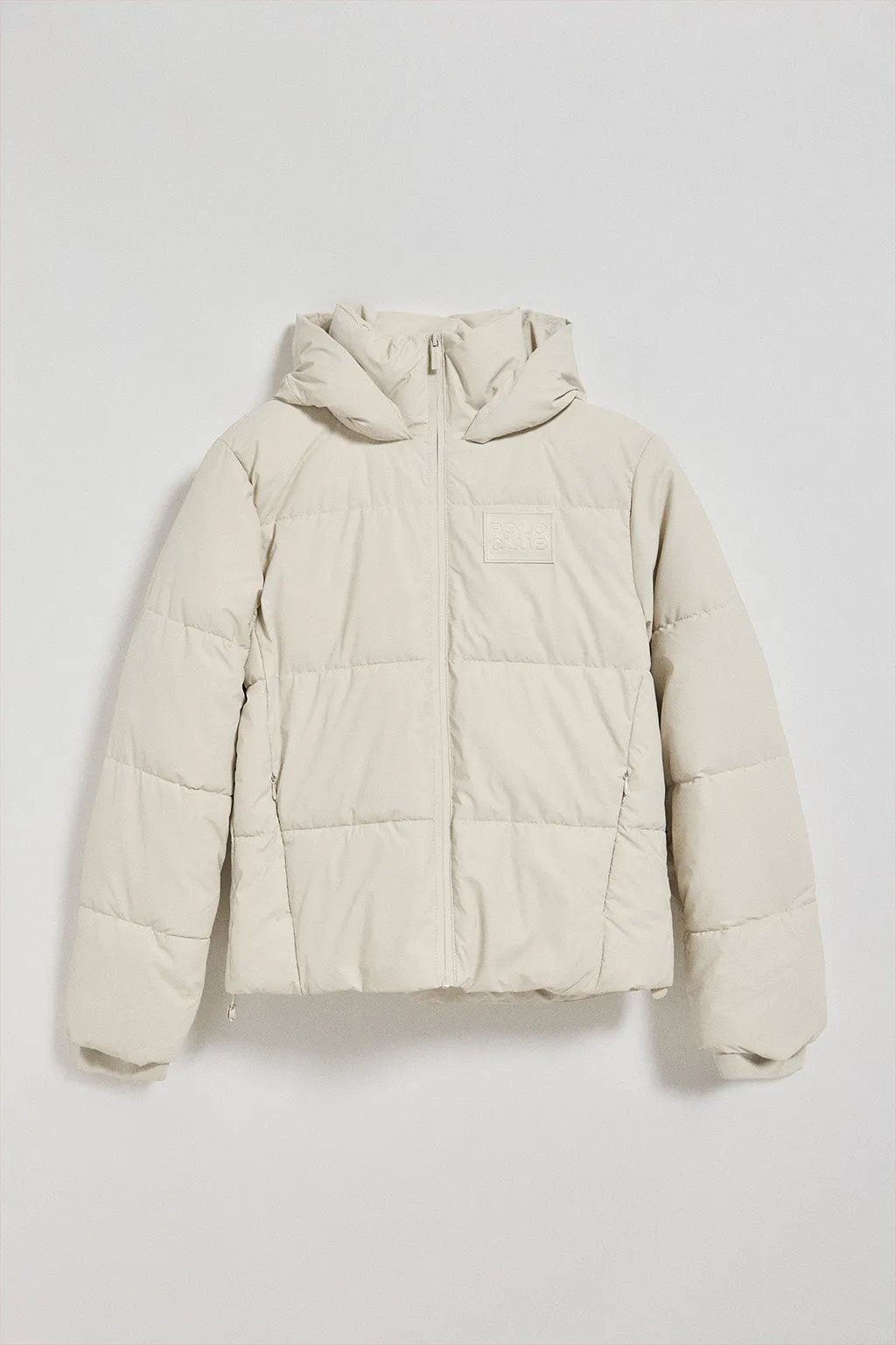 Chaqueta acolchada gris Glacier de capucha fija y detalles Polo Club