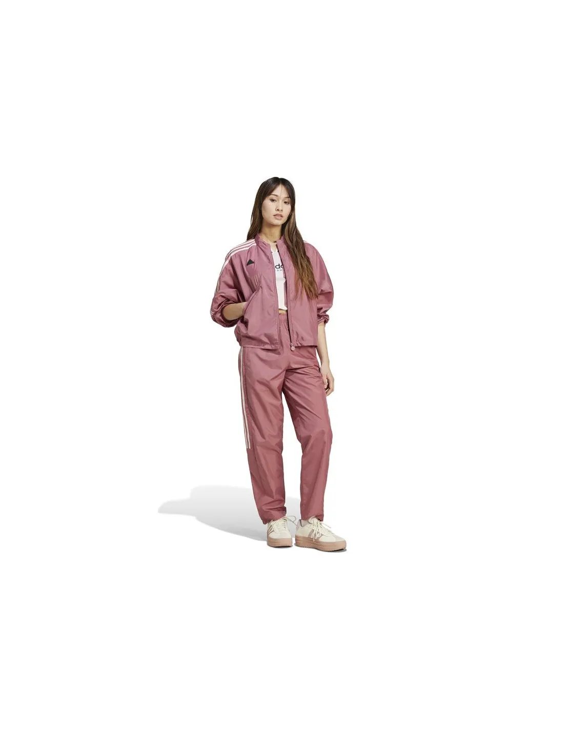 Chaqueta adidas Tiro Cut 3 Bandas Summer Woven Track Top Mujer Rosa