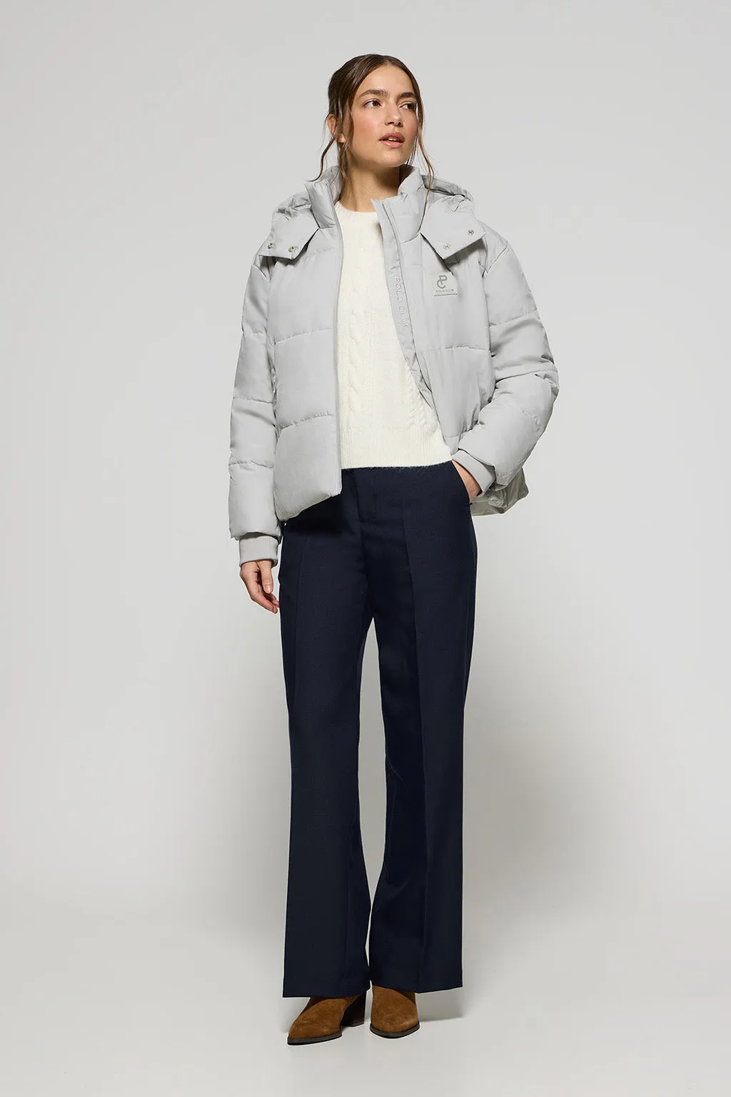 Chaqueta corta Artic gris de capucha fija y detalles Polo Club