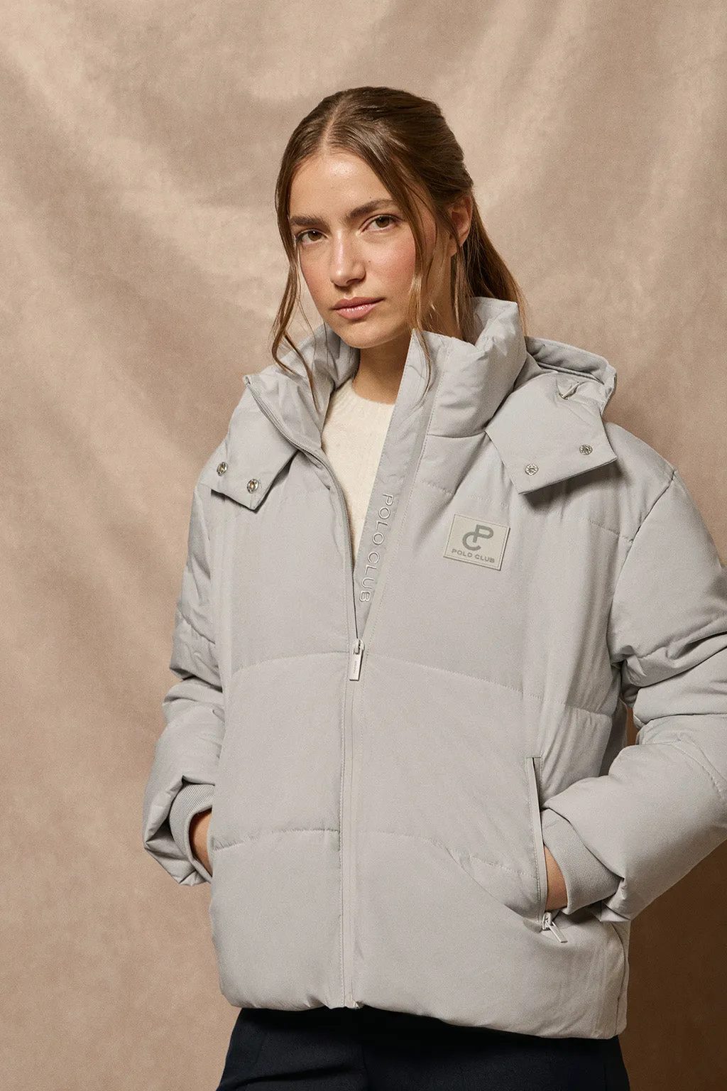 Chaqueta corta Artic gris de capucha fija y detalles Polo Club