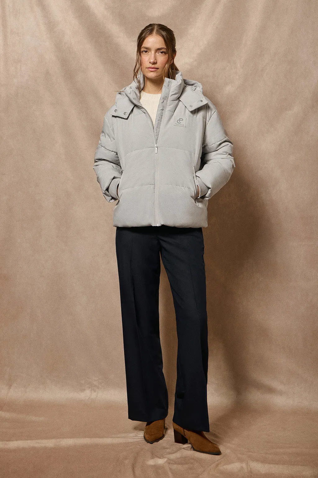 Chaqueta corta Artic gris de capucha fija y detalles Polo Club