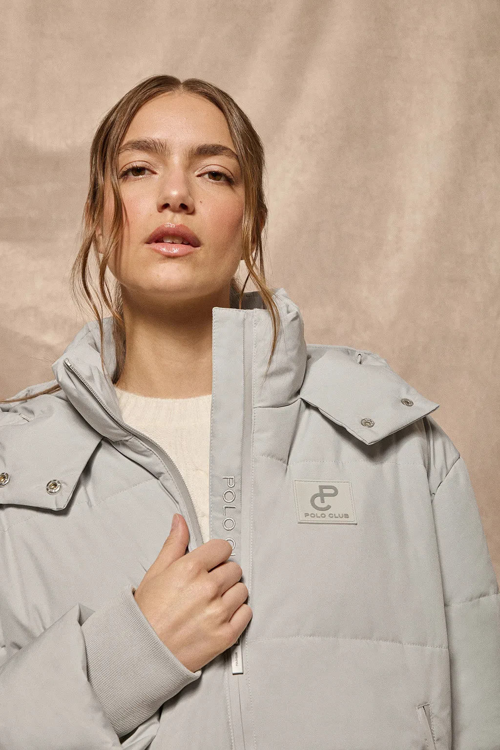 Chaqueta corta Artic gris de capucha fija y detalles Polo Club