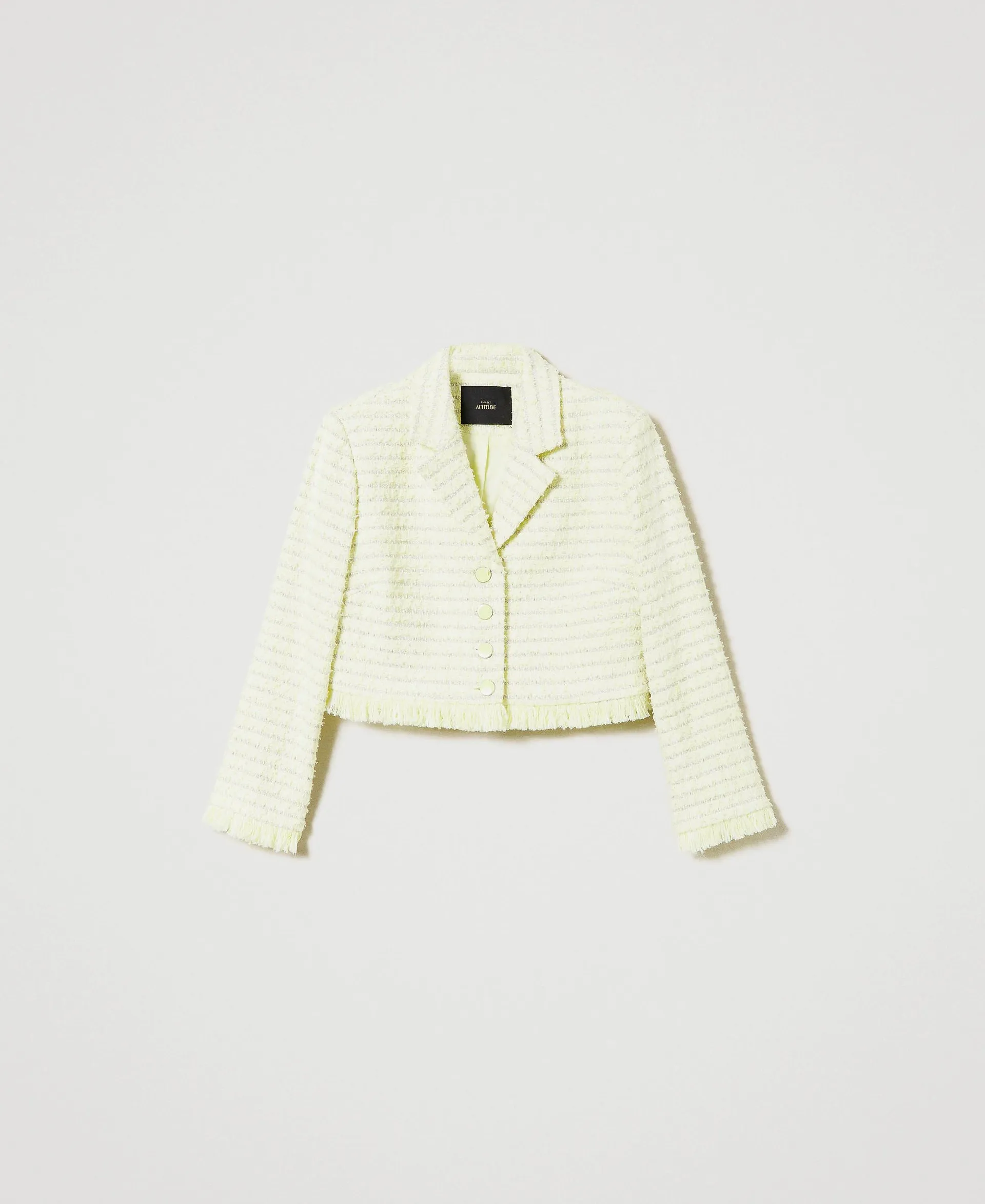 Chaqueta de bouclé con flecos