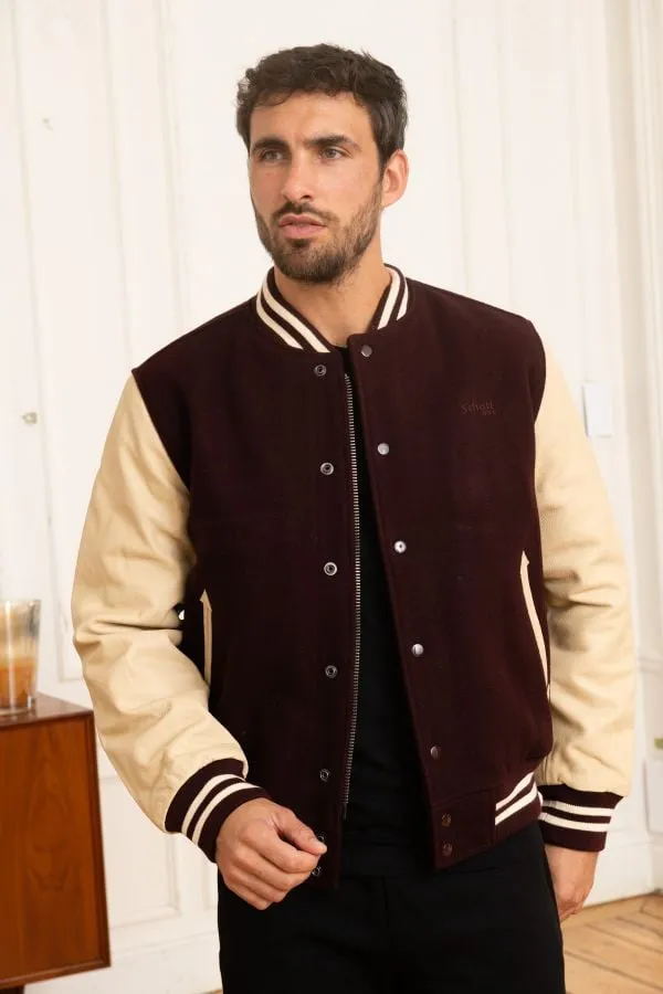 Chaqueta Hombre Schott Lc8705 Bordeaux/Beige