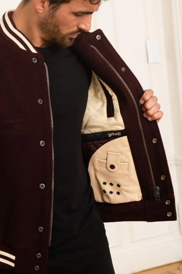Chaqueta Hombre Schott Lc8705 Bordeaux/Beige