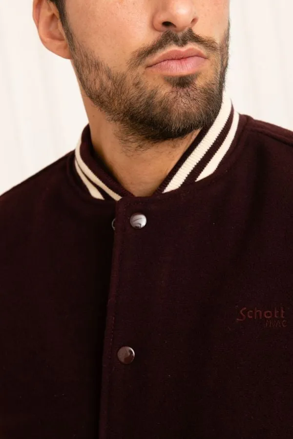 Chaqueta Hombre Schott Lc8705 Bordeaux/Beige