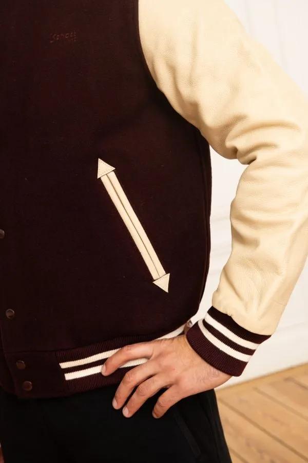 Chaqueta Hombre Schott Lc8705 Bordeaux/Beige
