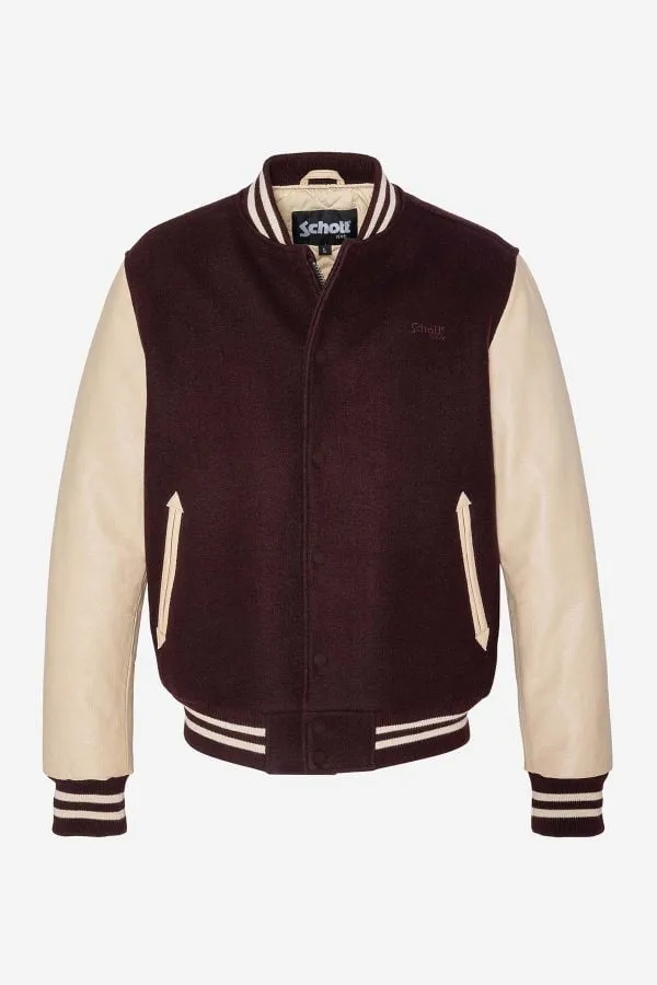 Chaqueta Hombre Schott Lc8705 Bordeaux/Beige