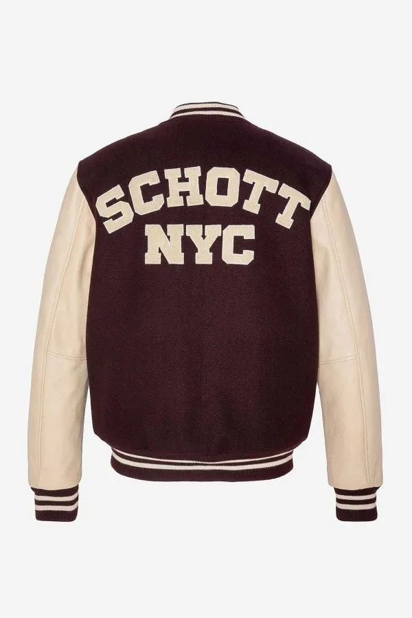 Chaqueta Hombre Schott Lc8705 Bordeaux/Beige
