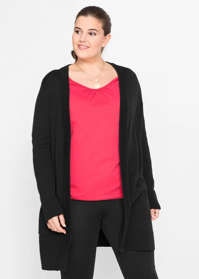 Chaqueta larga de punto Negro