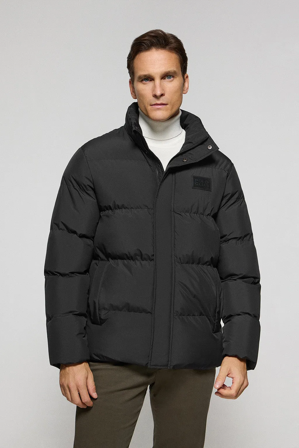 Chaqueta negra Slope acolchada con detalles Polo Club