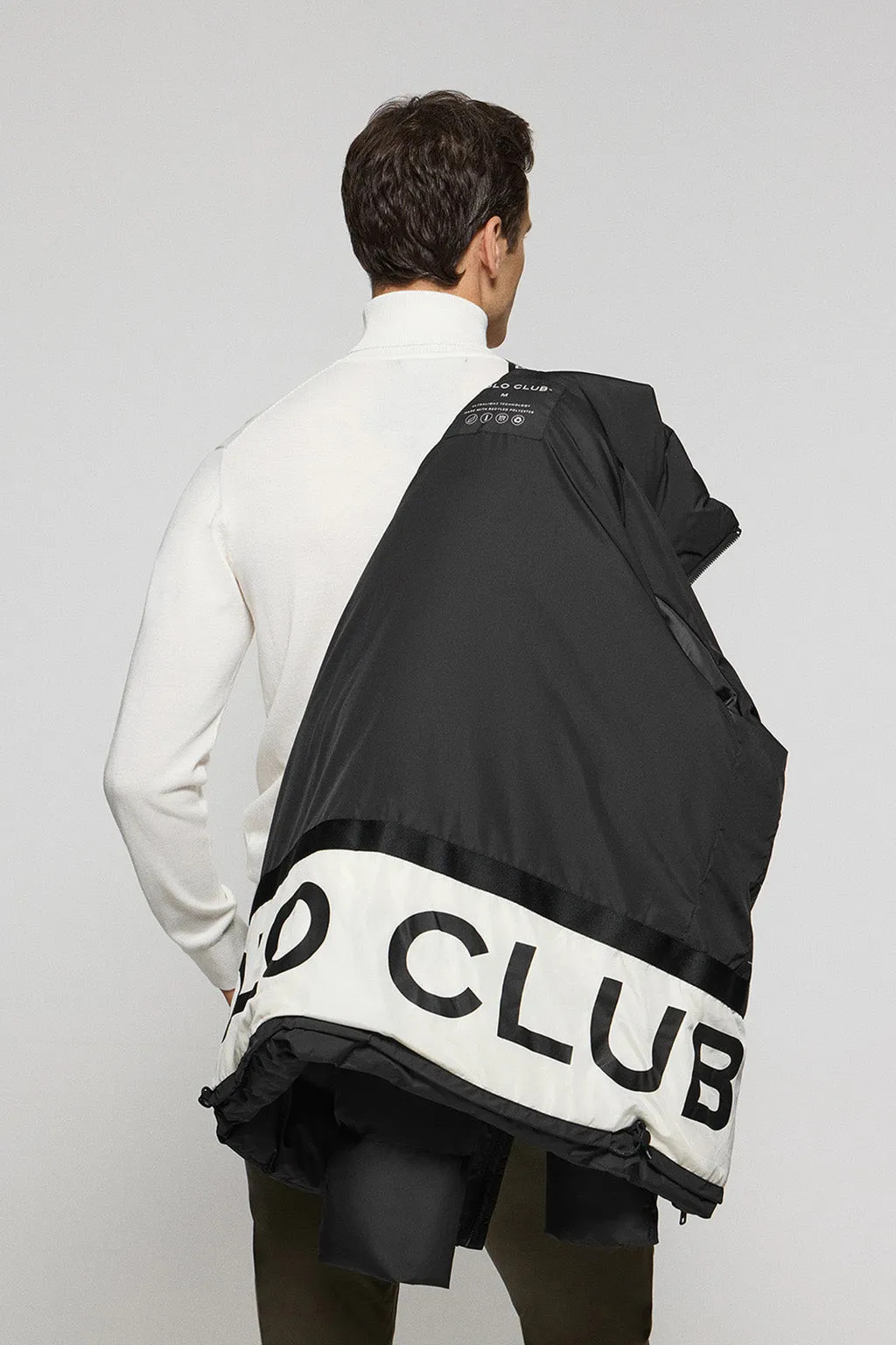 Chaqueta negra Slope acolchada con detalles Polo Club