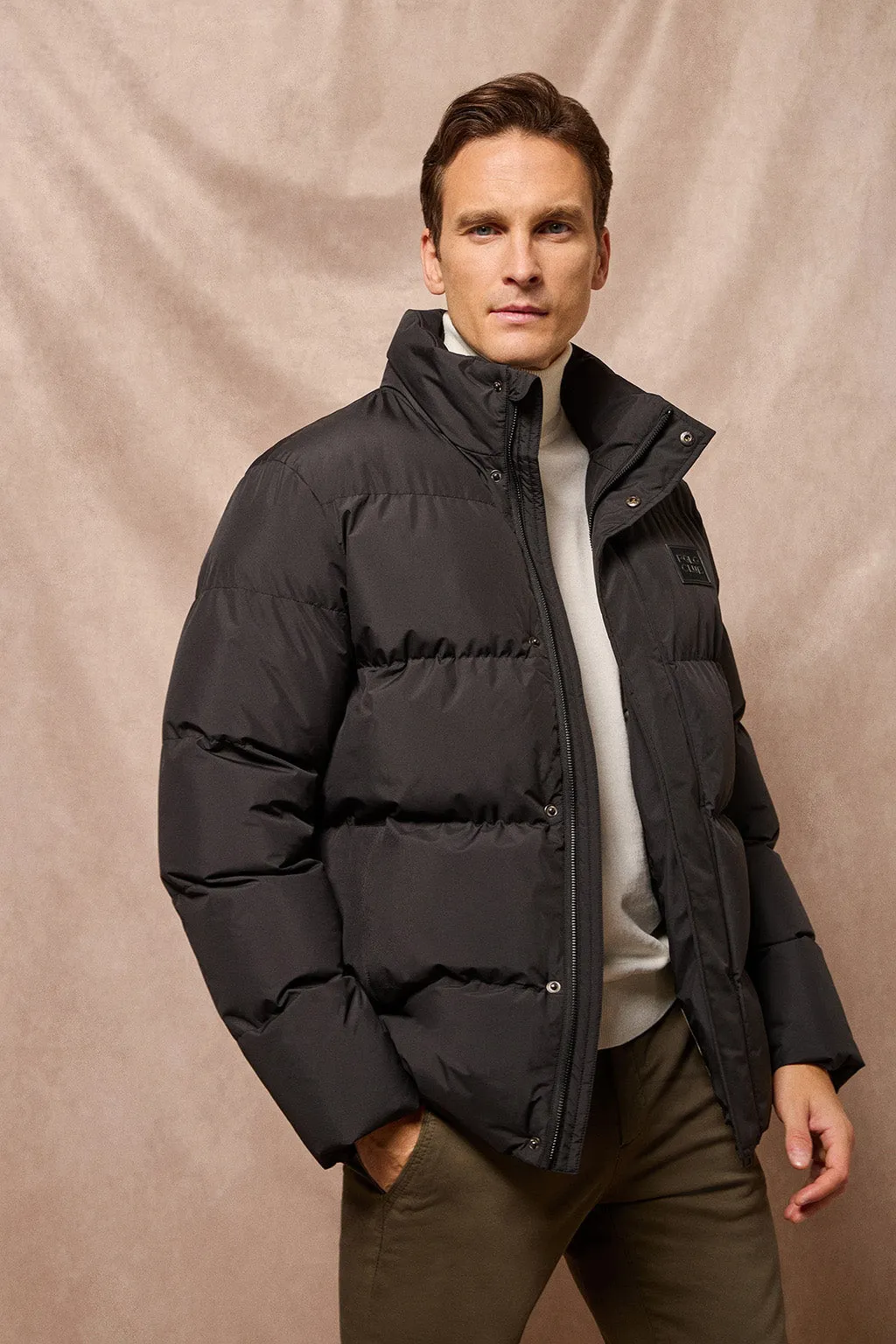 Chaqueta negra Slope acolchada con detalles Polo Club