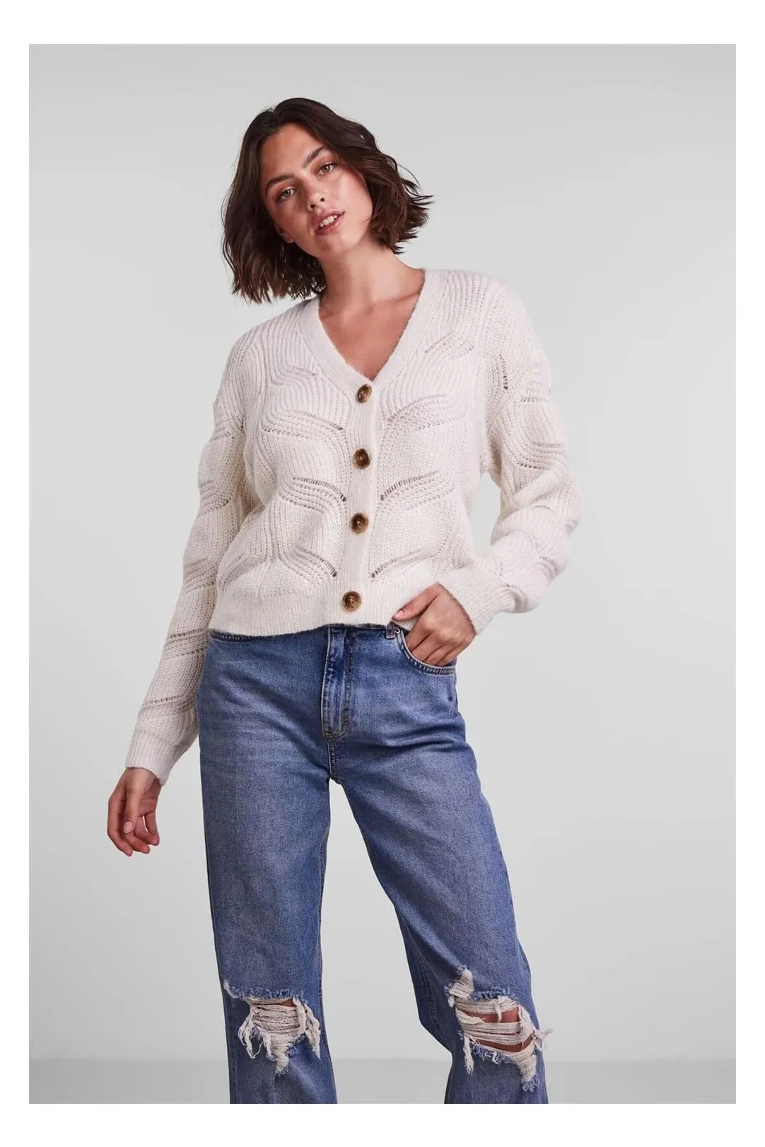 Chaqueta punto Pccornelia blanco