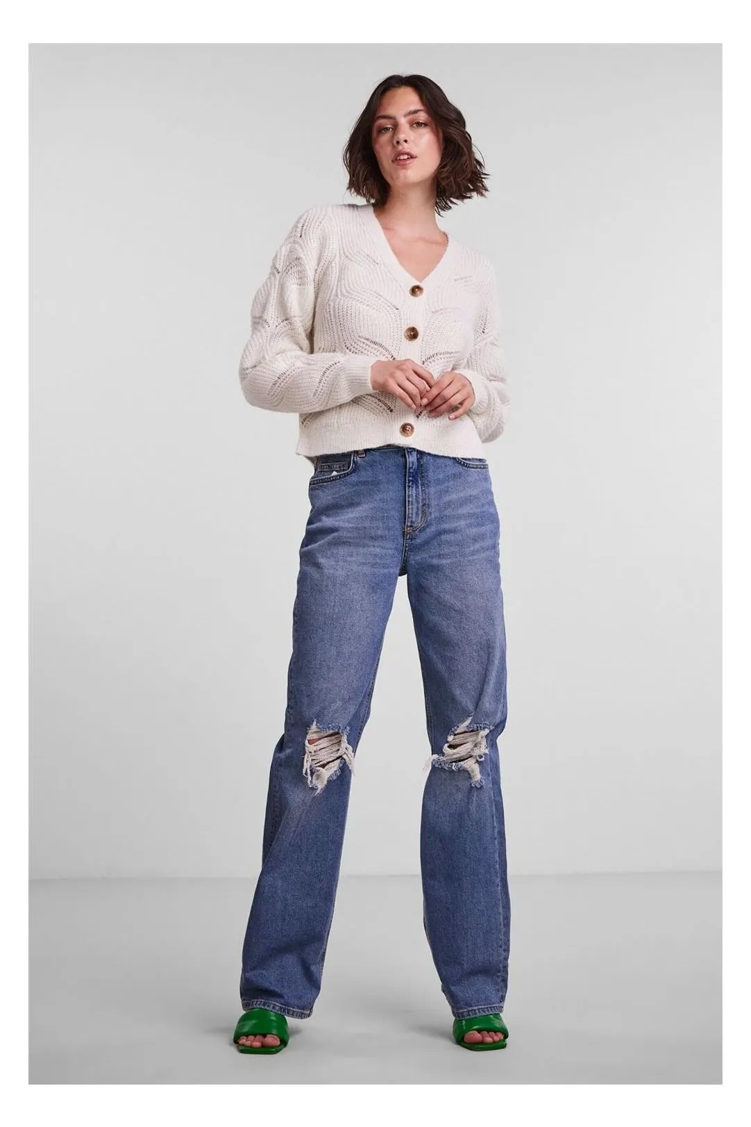 Chaqueta punto Pccornelia blanco