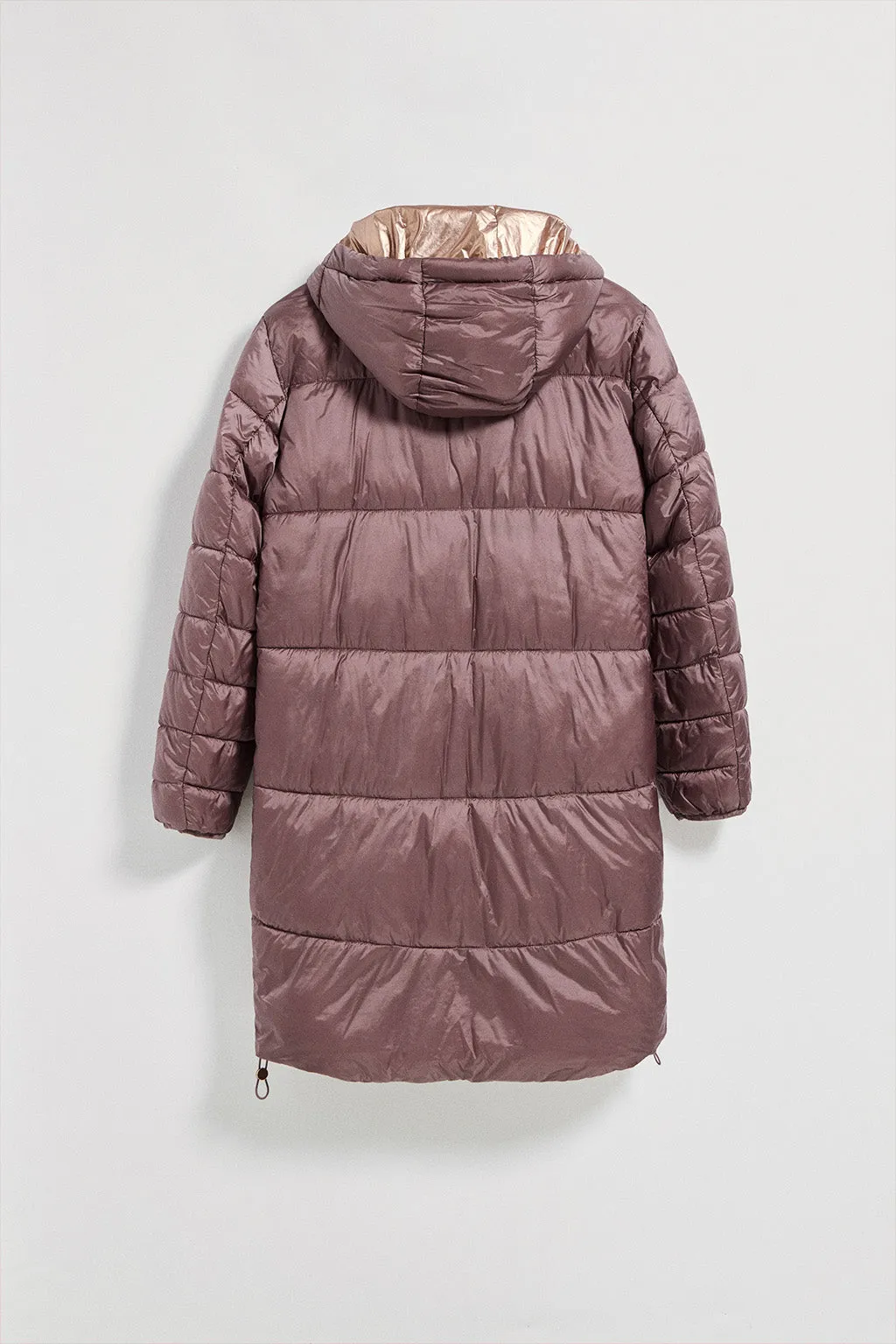 Chaqueta rosa taupe larga y acolchada Rose de capucha fija y detalles Polo Club