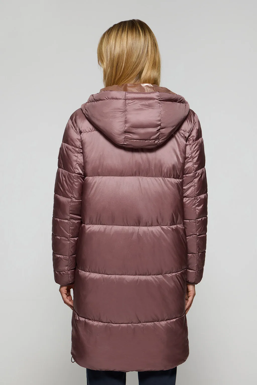 Chaqueta rosa taupe larga y acolchada Rose de capucha fija y detalles Polo Club