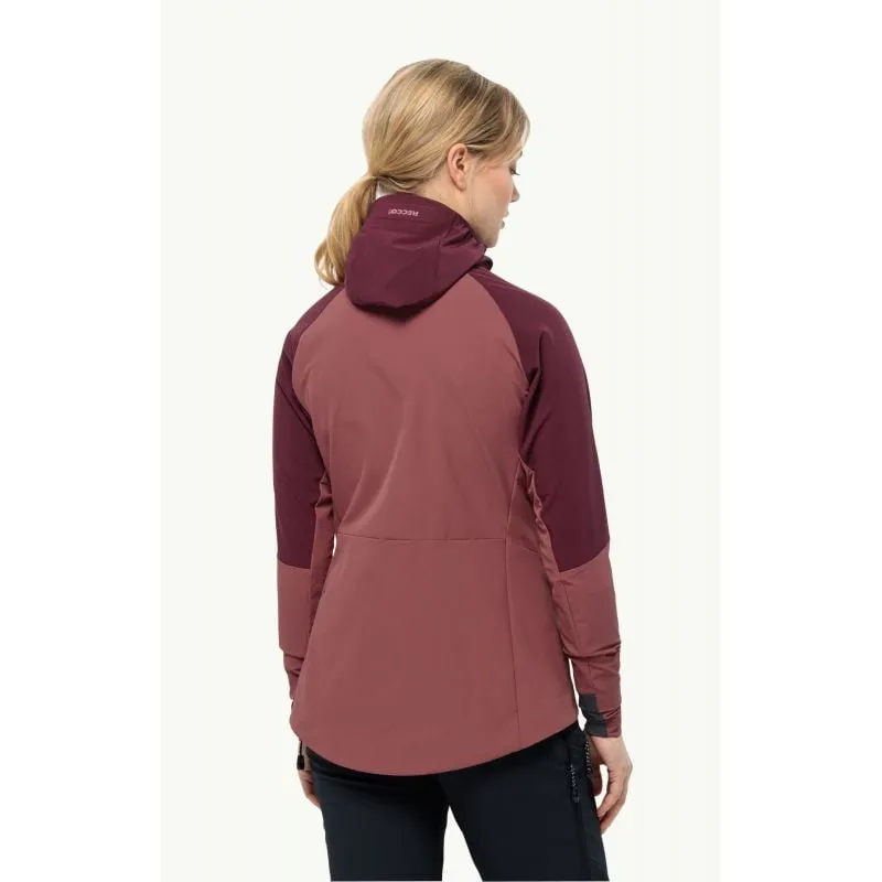 Chaqueta Softshell JACK WOLSKINS ALPSPITZE HOODY para mujer (Granate oscuro)