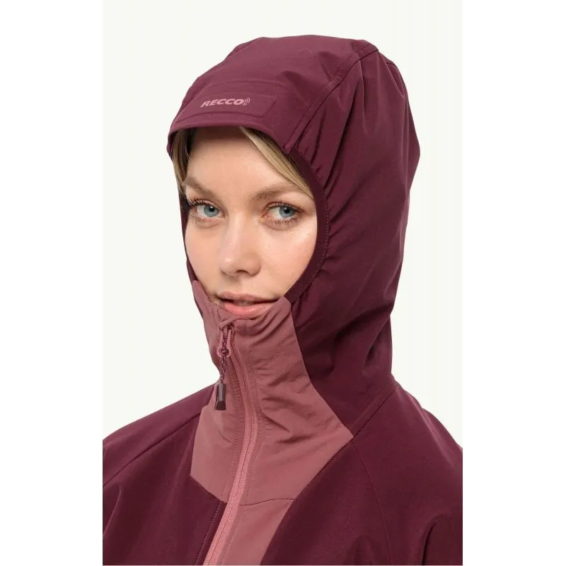 Chaqueta Softshell JACK WOLSKINS ALPSPITZE HOODY para mujer (Granate oscuro)