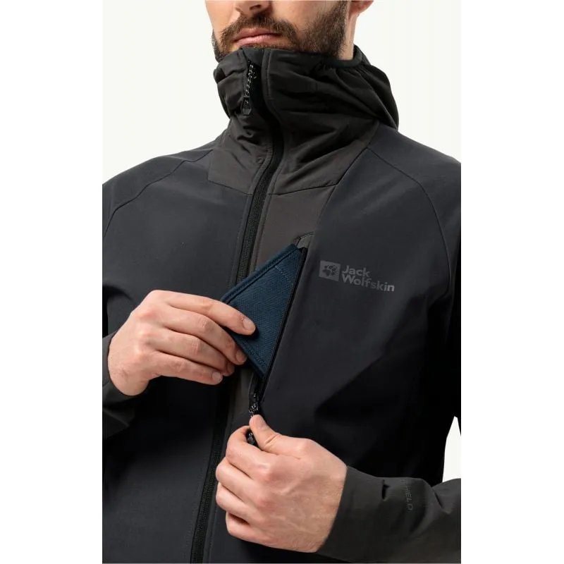 Chaqueta softshell JACK WOLSKINS ALPSPITZE HOODY (Phantom) para hombre