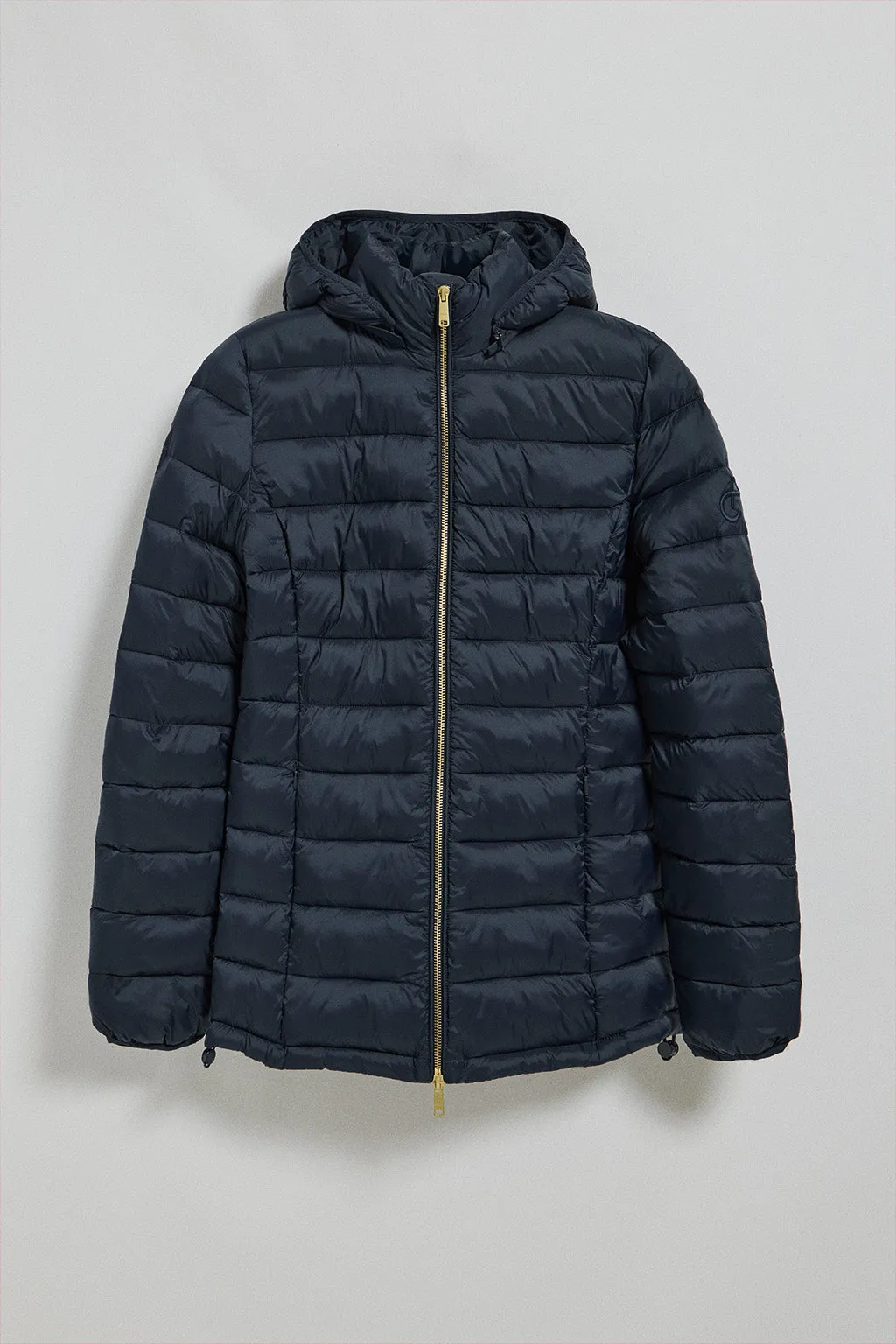 Chaqueta ultralight azul marino Cintia de capucha extraíble y bordado PC