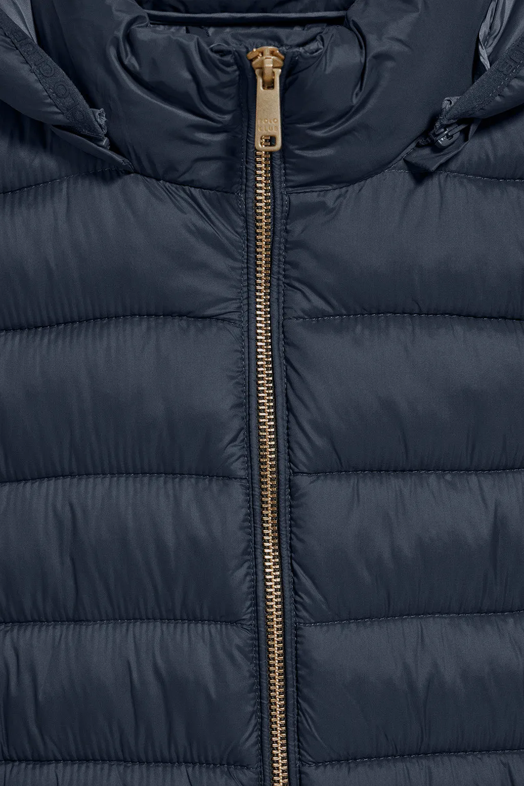 Chaqueta ultralight azul marino Corey de capucha extraíble y bordado PC