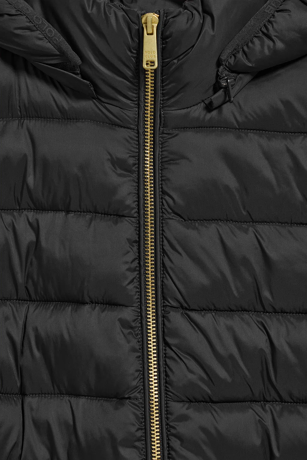Chaqueta ultralight negra Cintia de capucha extraíble y bordado PC