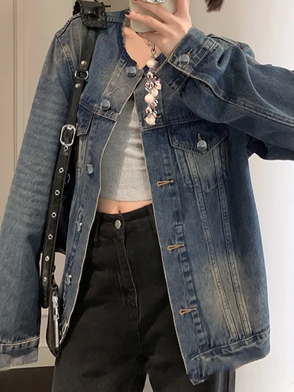 Chaqueta vaquera desgastada Hip Pop