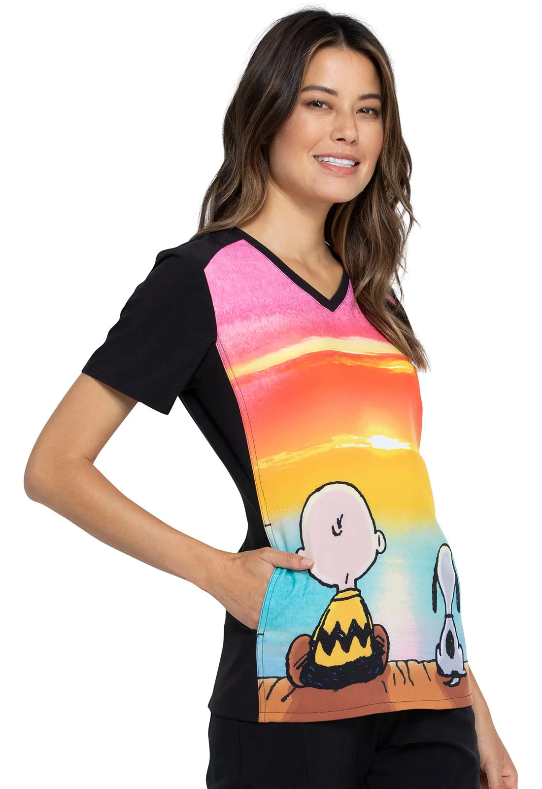 CHARLIE BROWN VNECK TOP IN SUNSET