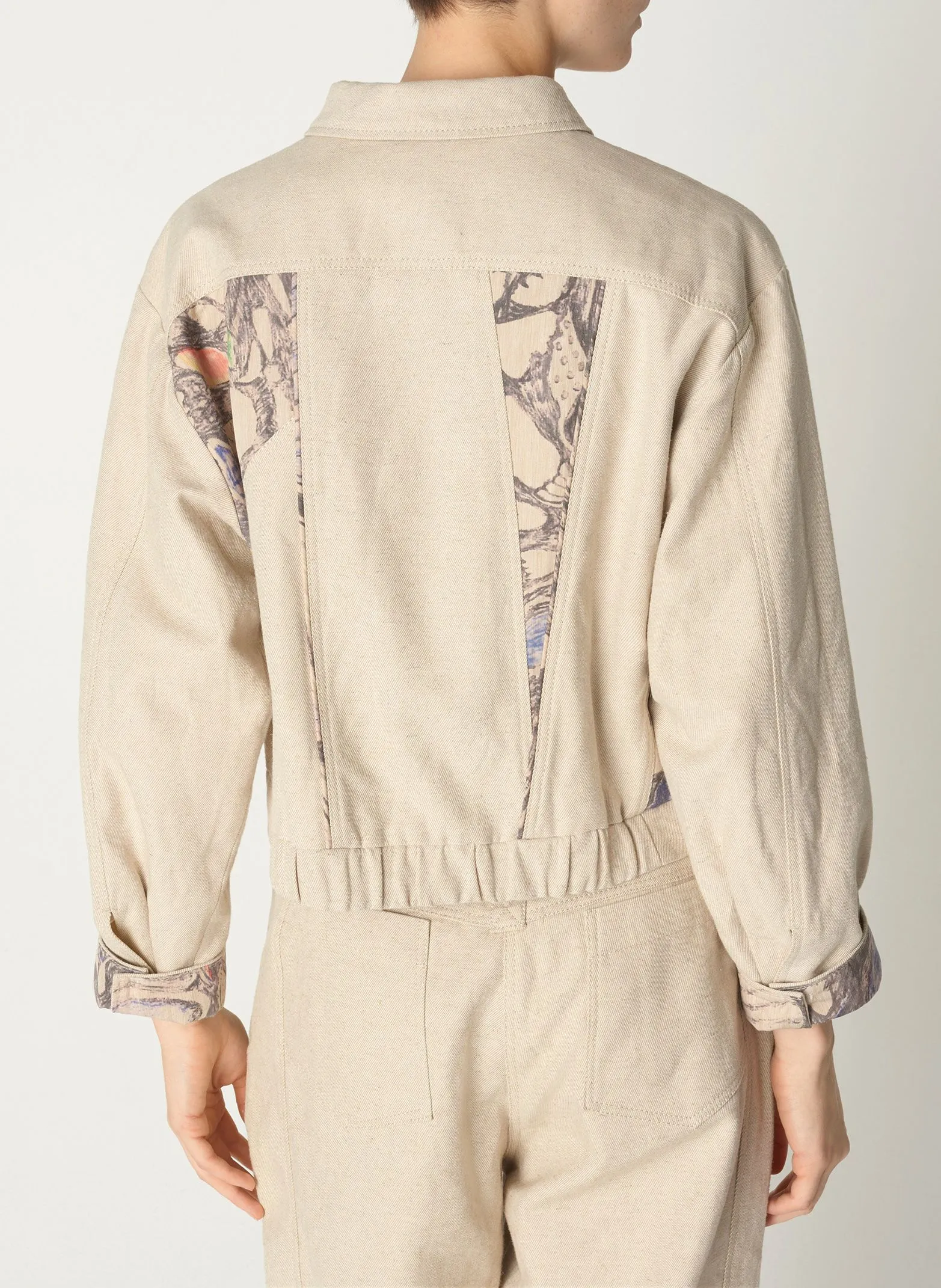 COTELAC Chaqueta recta de mezcla de algodón estampada en blanco