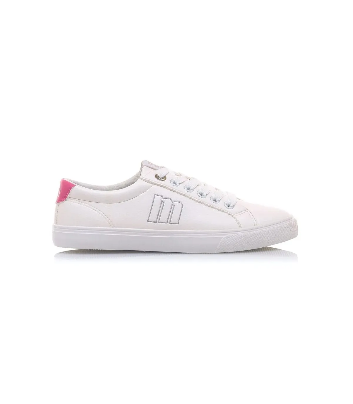 Deportivo blanco con talón rosa